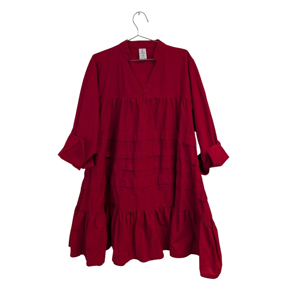 KaraChic by NF Tunic Dress Tiered Mini Bold African Maximalist‎ Red One Size